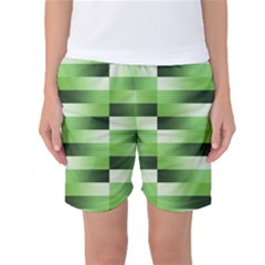 Pinstripes Green Shapes Shades Women s Basketball Shorts