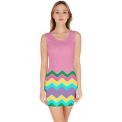 Easter Chevron Pattern Stripes Sleeveless Bodycon Dress