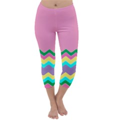 Easter Chevron Pattern Stripes Capri Winter Leggings  by Amaryn4rt