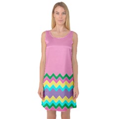 Easter Chevron Pattern Stripes Sleeveless Satin Nightdress by Amaryn4rt