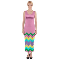 Easter Chevron Pattern Stripes Fitted Maxi Dress