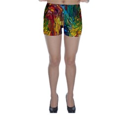 Stained Glass Patterns Colorful Skinny Shorts by Amaryn4rt