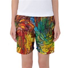 Stained Glass Patterns Colorful Women s Basketball Shorts by Amaryn4rt