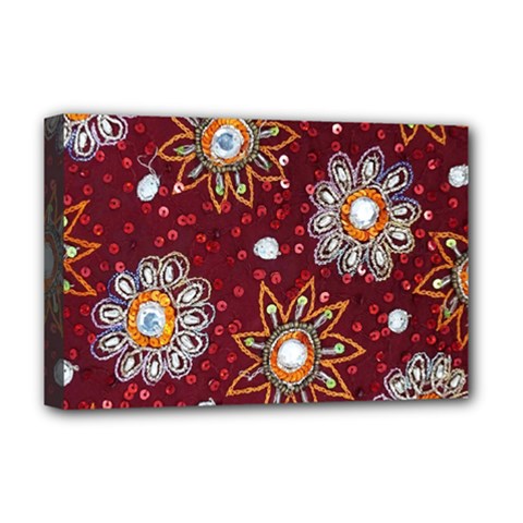 India Traditional Fabric Deluxe Canvas 18  X 12   by Amaryn4rt