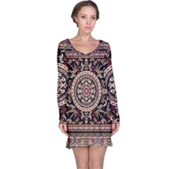 Vectorized Traditional Rug Style Of Traditional Patterns Long Sleeve Nightdress by Amaryn4rt