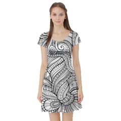 Zentangle Art Patterns Short Sleeve Skater Dress by Amaryn4rt