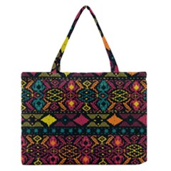 Traditional Art Ethnic Pattern Medium Zipper Tote Bag by Simbadda