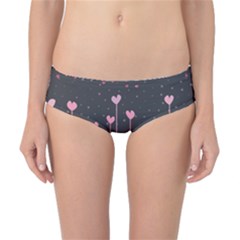 Pink Hearts On Black Background Classic Bikini Bottoms by TastefulDesigns