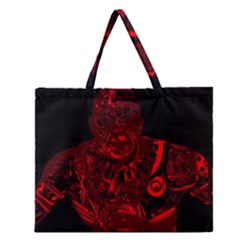 Warrior - Red Zipper Large Tote Bag by Valentinaart