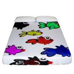 Fishes Marine Life Swimming Water Fitted Sheet (king Size) by Simbadda