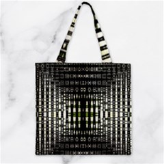 Interwoven Grid Pattern In Green Zipper Grocery Tote Bag by Simbadda