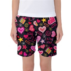 Love Hearts Sweet Vector Women s Basketball Shorts by Simbadda