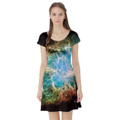 Crab Nebula Short Sleeve Skater Dress by SpaceShop