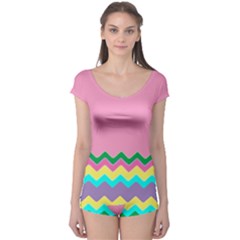 Easter Chevron Pattern Stripes Boyleg Leotard  by Amaryn4rt