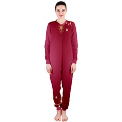 Red Background With A Pattern Onepiece Jumpsuit (ladies)  by Amaryn4rt