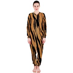 Tiger Animal Print A Completely Seamless Tile Able Background Design Pattern Onepiece Jumpsuit (ladies)  by Amaryn4rt