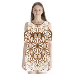 Golden Filigree Flake On White Shoulder Cutout Velvet  One Piece by Amaryn4rt