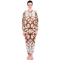 Golden Filigree Flake On White Onepiece Jumpsuit (ladies)  by Amaryn4rt