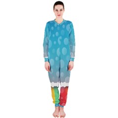 Rainbow Background Border Colorful Onepiece Jumpsuit (ladies)  by Amaryn4rt