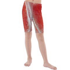 Red Pepper And Bubbles Kids  Mid Length Swim Shorts