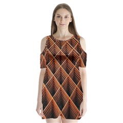 Metal Grid Framework Creates An Abstract Shoulder Cutout Velvet  One Piece by Amaryn4rt