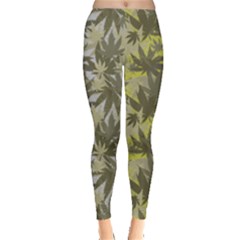 Gray Olive Marijuana Cannabis Leggings  by PattyVilleDesigns