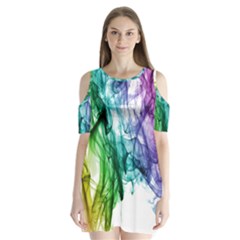 Colour Smoke Rainbow Color Design Shoulder Cutout Velvet  One Piece by Amaryn4rt