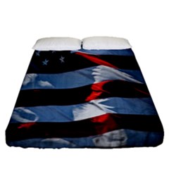 Grunge American Flag Background Fitted Sheet (queen Size) by Simbadda