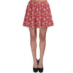 Red Pattern Winter Christmas Skater Skirt by CoolDesigns