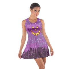 Pumpkin Face Purple Cotton Racerback Dress by CoolDesigns