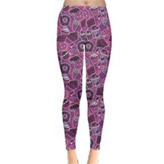 Purple Pattern With Sweet Food Cakes Chocolate Icecream Women s Leggings by CoolDesigns