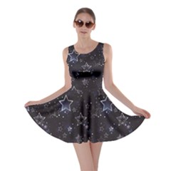 Black Blue Night With Shiny Silver Stars Skater Dress by CoolDesigns