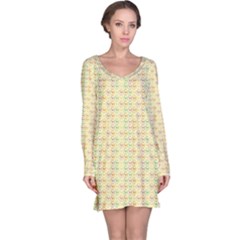 Yellow Cock Chicken Pattern Long Sleeve Nightdress