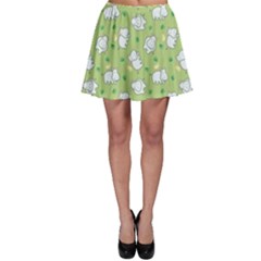 Green Happy Hippo With Friendly Bird Pattern Skater Dress by CoolDesigns