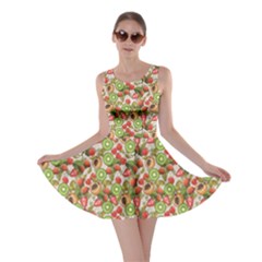 Colorful Pattern With Summer Fruits And Blossom Flowers Skater Dress by CoolDesigns