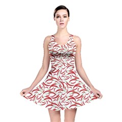 Red Vegetable Organic Food Red Chili Pepper Pattern Reversible Skater Dress by CoolDesigns