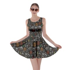 Black Halloween Doodles Pattern Or Skater Dress