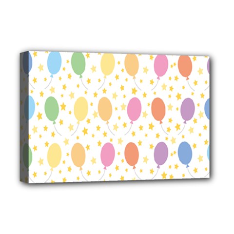 Balloon Star Rainbow Deluxe Canvas 18  X 12   by Mariart