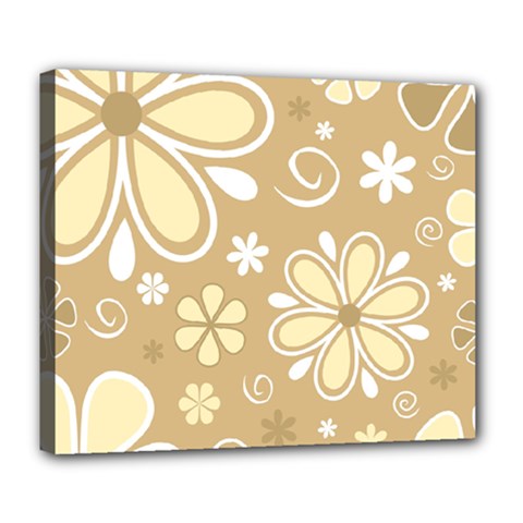 Flower Floral Star Sunflower Grey Deluxe Canvas 24  X 20   by Mariart