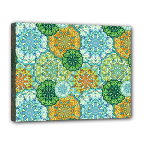 Forest Spirits  Green Mandalas  Canvas 14  X 11  (stretched) by bunart