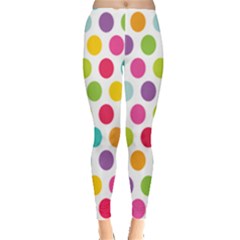 Polka Dot Yellow Green Blue Pink Purple Red Rainbow Color Leggings  by Mariart