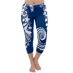 Coral Life Sea Water Blue Fish Star Capri Winter Leggings  by Mariart