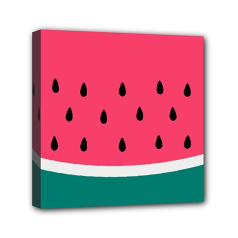 Watermelon Red Green White Black Fruit Mini Canvas 6  X 6  by Mariart