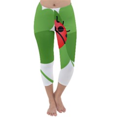 Insect Flower Floral Animals Green Red Capri Winter Leggings  by Mariart