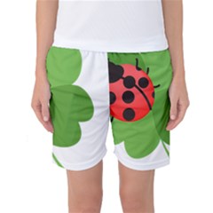 Insect Flower Floral Animals Green Red Women s Basketball Shorts by Mariart