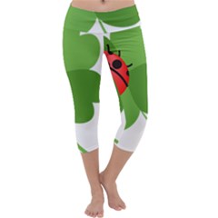 Insect Flower Floral Animals Green Red Capri Yoga Leggings by Mariart