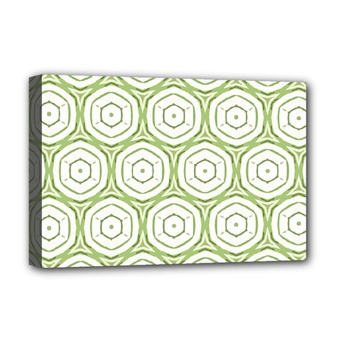 Wood Star Green Circle Deluxe Canvas 18  X 12   by Mariart