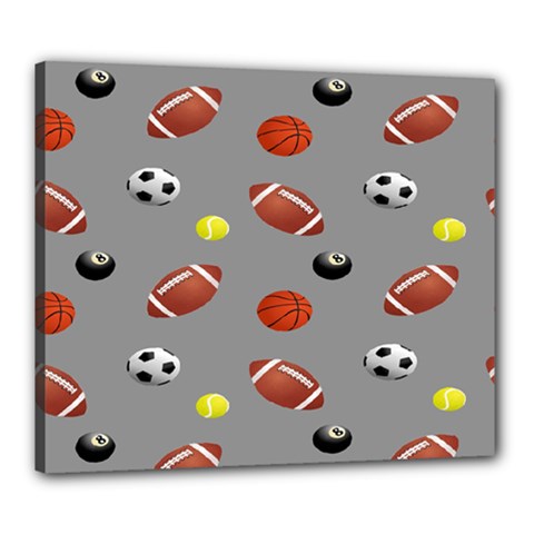 Balltiled Grey Ball Tennis Football Basketball Billiards Canvas 24  X 20  by Mariart