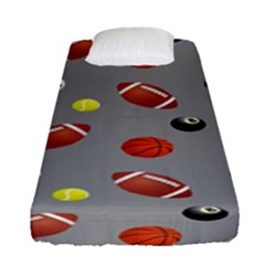 Balltiled Grey Ball Tennis Football Basketball Billiards Fitted Sheet (single Size) by Mariart