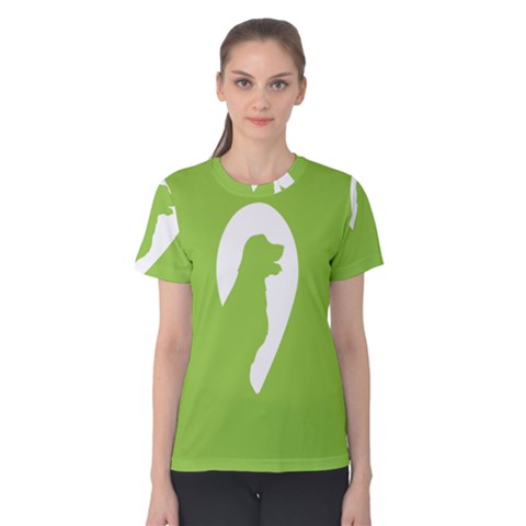 Dog Green White Animals Women s Cotton Tee by Mariart